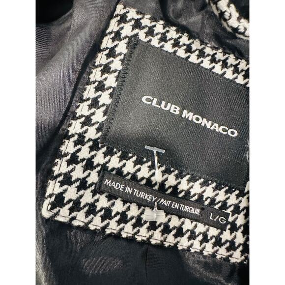 Mens Club Monaco Wool Houndstooth Top Coat Size Large Black White Classic - Picture 5 of 10